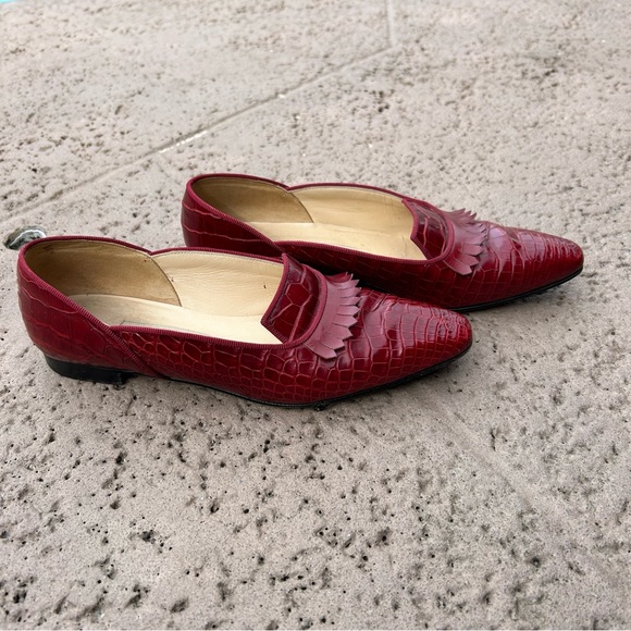 Manolo Blahnik | Shoes | Manolo Blahnik Alligator Crocodile Red Shoes ...